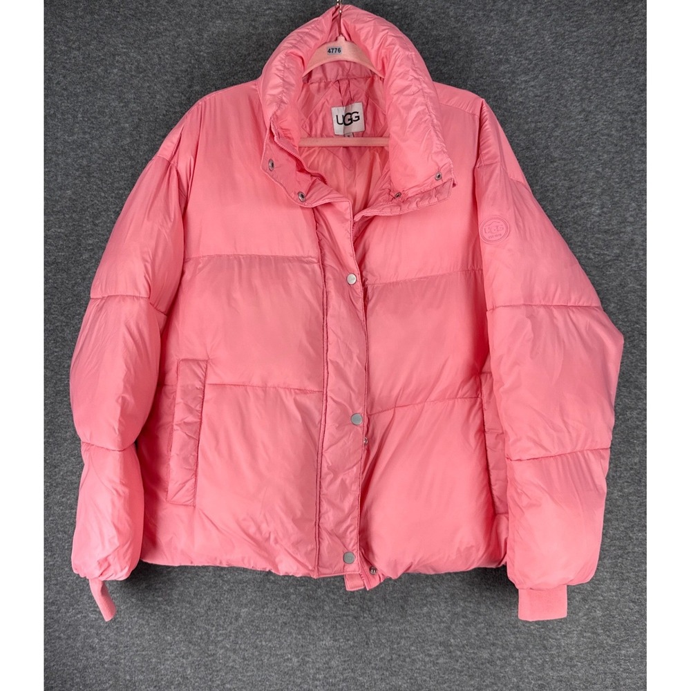 UGG Vickie Ltd Puffer Jacket Womens XL Pink Barbie Quilted High Neck Winter Coat